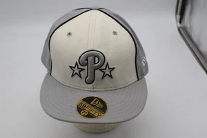 Vintage New Era 59 fifty Phillies Fitted Hat 75/8 GrayWhite  2 Stars Puffy P NEW - Picture 1 of 5