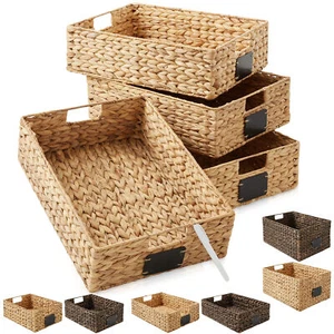 Hyacinth Pantry Basket Sets, Wicker Kitchen Cabinet Shelf Storage Organizer Bins - Picture 1 of 15