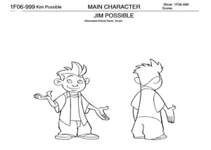 Copia de estudio de producción de Disney's KIM POSSIBLE 2002 JIM y página de guía de modelos - Imagen 1 de 3