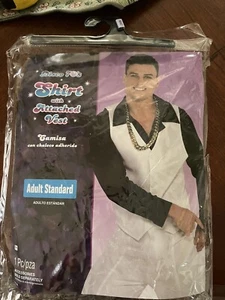 Mens Disco 70's Shirt with Attached Vest Halloween Costume Adult Standard - Picture 1 of 2