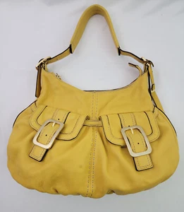 Cole Haan Mutli Pocket Yellow Leather Shoulder Bag Purse - Picture 1 of 6