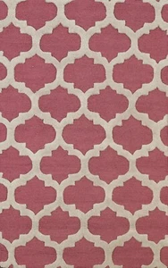 Trellis Contemporary Abstract Oriental Area Rug Hand-Tufted Wool Pink/ Ivory 3x5 - Picture 1 of 12