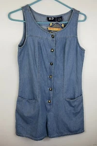 Dress Blue Denim Jumper Sleeveless Sz M vintage 80's 90's - Picture 1 of 10