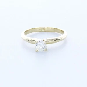 0.5CT Lab-Created Diamond D/VVS1 Round Cut 14K Gold Prong Classic Solitaire Ring - Picture 1 of 7