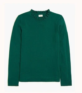 J. CREW Baumwoll Rüschkragen Pullover - Grün Gr. XXL - Neu mit Etikett - Bild 1 von 24