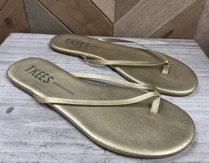 TKEES Highlighters Minimalistic Glitters Gold Flip Flops Size 10 Women’s - Picture 1 of 16