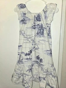 Hawaii Dress Size 9-10 Vintage White & Blue Map Of Island Pretty Summer Dress - Picture 1 of 9