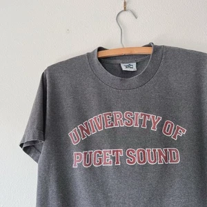 VINTAGE 90s University of Puget Sound Tacoma Washington T Shirt Gray Size S - Picture 1 of 4