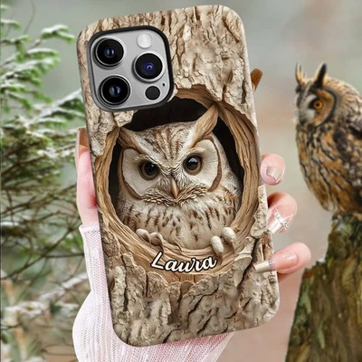 Hollow Watcher - Personalized Owl Full Print Phone Case - Image 1 of 4
