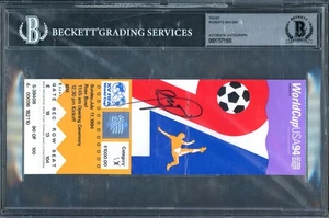 Roberto Baggio Signed 1994 World Cup Soccer Final Ticket AUTO BAS Beckett - Picture 1 of 4