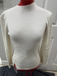 Suéter Acanalado Maje Manuello Diseñador Maje Top Cordones Entrecruzados Talla 1 Crema - Imagen 1 de 11