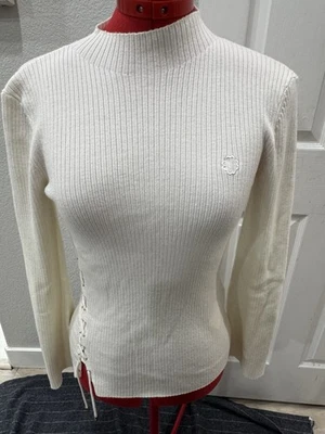 Suéter Acanalado Maje Manuello Diseñador Maje Top Cordones Entrecruzados Talla 1 Crema Foto 1 de 4