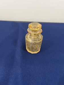 1850’s Biedermeier Czech Bohemian Clear & Yellow Crystal Perfume Bottle: Lendl - Picture 1 of 9