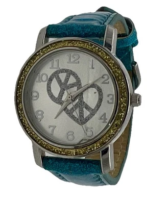 Reloj Mujer Sparkly Blue Peace And Love Justice Con Batería Nueva Foto 1 de 4