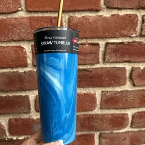 Cambridge Blau 4 Unzen Geode Aufkleber Edelstahl Strohhalm Becher NEU - Bild 1 von 2