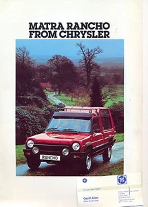 Brochure vendita mercato Matra Rancho di Chrysler 1978 Regno Unito Matra Rancho - Foto 1 di 1