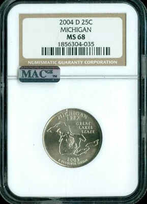 2004 D MICHIGAN QUARTER NGC MS68 PQ 2ND FINEST REGISTRY RARE MAC SPOTLESS * - Image 1 of 4