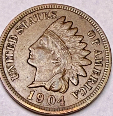 1904 Indian Head US 1c ~ Extra Fine ??? ~ 2-3 Diamonds ~ Strong Details! ~ H11 - Image 1 of 4