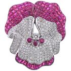 Lab Ruby Invisible Set Brooch Pin 925 Sterling Silver Huge Cocktail Jewelry