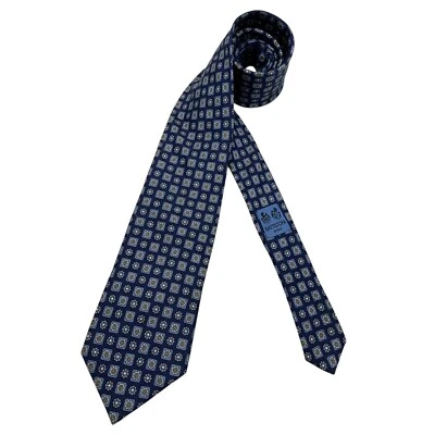 Corbata BATTISTONI Azul Marino/Azul Geométrica Floral Seda LUJO ITALIA Foto 1 de 4