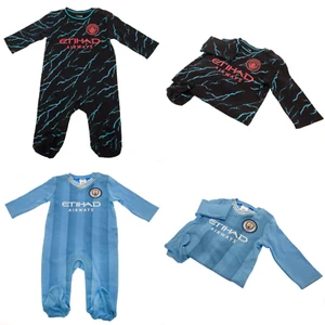 Manchester City FC Baby Sleepsuit/Baby grow Official MCFC 0-3 to 12-18 Months - Picture 1 of 9