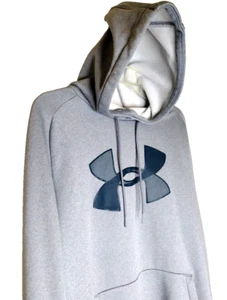 Sudadera con Capucha Under Armour Manga Larga Pullover Para Hombre XL Gris con Forro de Vellón Blanco - Imagen 1 de 6