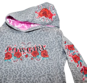 COWGIRL HARDWARE Girls Western Hoodie leopard print w Roses sz XS, 5 - Picture 1 of 6