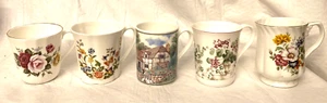 Lot 5 Bone China Coffee Mugs Aynsley Cottage Garden Queens Royal Wessex Jardin - Picture 1 of 12
