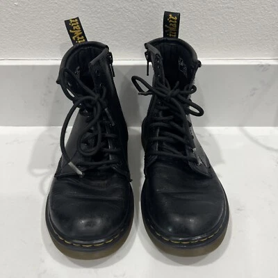 Botas de Combate Dr Martens 15382 Negras Jóvenes Niños EE. UU. Talla 2 Con Cordones Cremallera Grunge Foto 1 de 4