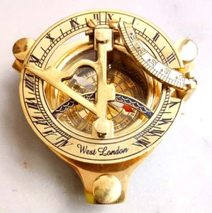 Handmade Brass Sundial Compass 3" Polished Finish Nautical Decor Gift - Picture 1 of 5