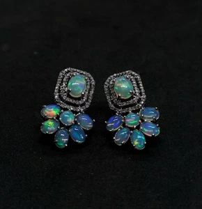 925 Silvre Diamond Opla Stud Earring Gifts For Her - Picture 1 of 3