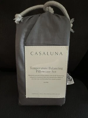 Juego de funda de almohada lisa reguladora de temperatura King 300 TC gris oscuro - Casaluna Foto 1 de 3