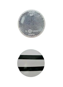 2x weiss rund Reflektor 78 mm Rückstrahler Katzenauge Selbstklebend Anhänger SET - Bild 1 von 5