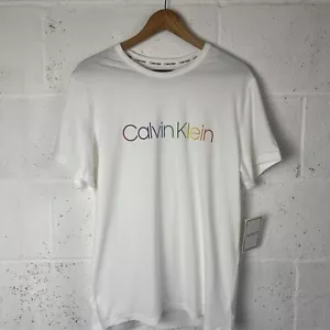 Calvin Klein Herren Linear Logo T-Shirt, Weiß, Medium M - Bild 1 von 10