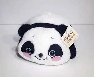 Black White Smiling Panda Bear Sewn Pink Cheeks Plush Stuffed Animal Toy 9" NWT - Picture 1 of 8