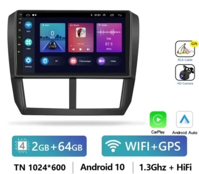 RADIO 2 DIN 9" PARA SUBARU FORESTER IMPREZA ANDROID BLUETOOTH WI-FI CARPLAY 2/64 - Imagen 1 de 4