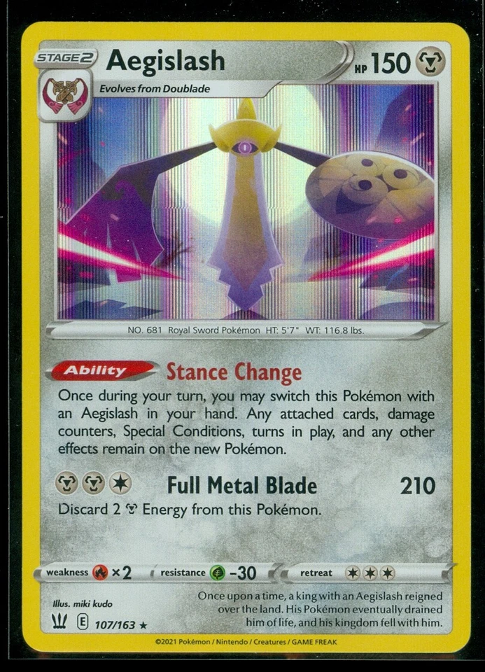 Pokemon AEGISLASH 107/163 Battle Styles - RARE HOLO - MINT - Image 1 of 1