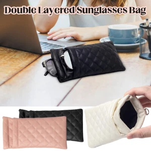 Double-Layer Sunglasses Bag PU Glasses Pouch Portable Eyelasses Case Waterproof - Bild 1 von 15
