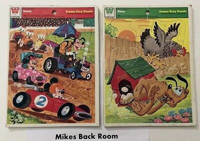 VINTAGE DISNEY GOOFY & PLUTO WHITMAN LOT of 2 FRAME-TRAY PUZZLES #4510C & #4510D - Image 1 of 4