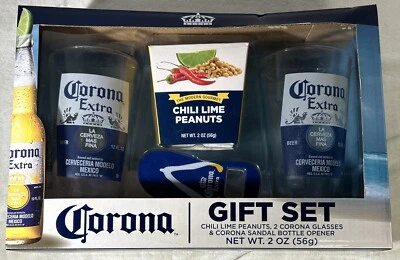 Подарочный набор Corona 2 пинты стаканов сандалии открывалка чили лайм арахис - Изображение 1 из 4