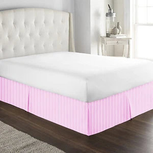 Falda de cama de marca de 1 pieza AU Select longitud de caída talla y rayas rosas TC - Imagen 1 de 7