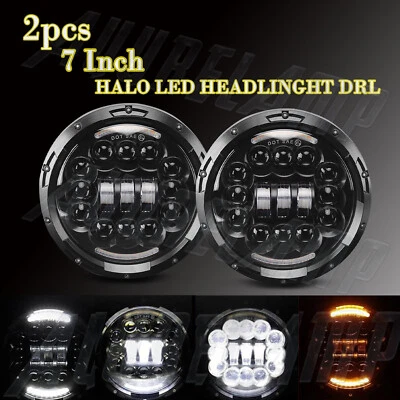 Pair Round 7"INCH LED Projector Headlight For Ford LN7000 LN8000 LN9000 Trucks - Image 1 of 4