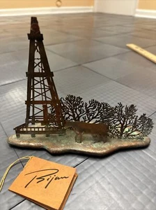 BIJAN METAL ART SCULPTURE COW WINDMILL - Picture 1 of 9