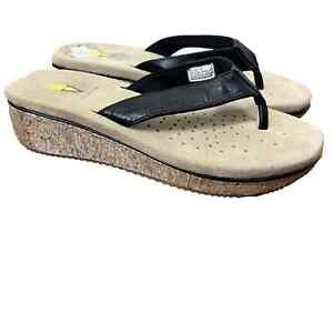 Volatile Flip Flops Sandals Cork Metallic Wedge Womens Size 10 Comfort Shoes