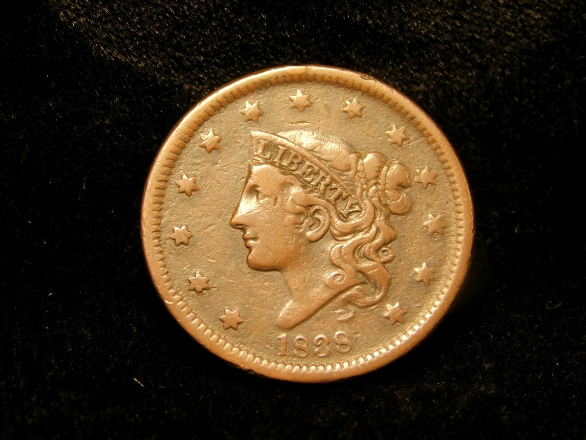 コロネットヘッドラージ セント銅貨 1838 コロネットヘッドラージ