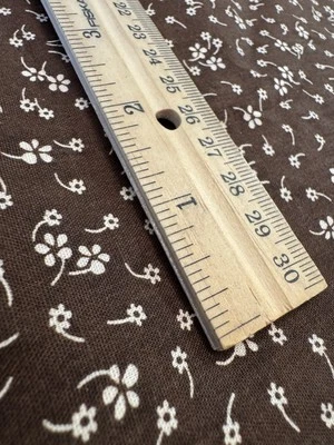 Ditsy BROWN CALICO Cotton Fabric Dolly or Quilt Tiny White Floral Vines BTHY 8av - Image 1 of 4