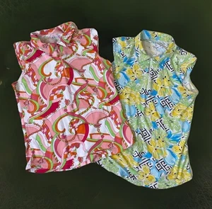 IBKUL Women's Sleeveless 1/4 Zip Polo Top Shirt Sz M Tennis Pickleball Lot Of 2 - Picture 1 of 16