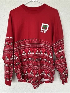 Disney Parks Spirit Jersey Christmas Mickey & Minnie Kissing & Castle Size Small - Picture 1 of 6