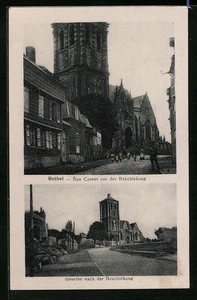 CPA Rethel, Rue Carnot vor der Beschiessung et danach 1916 - Picture 1 of 2