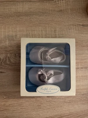 Ralph Lauren Layette Pink Satin “Briley” Baby Shoes – Size 2 - Image 1 of 4